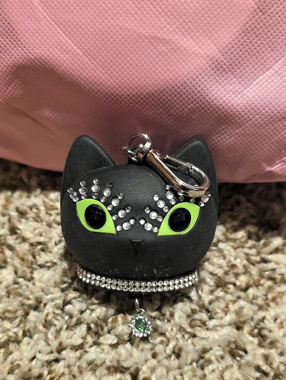 Cat Coin Purse Keychain in Black & Pink Like New